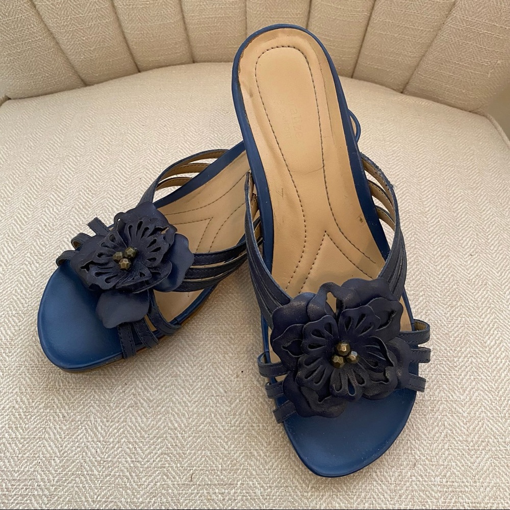 Naturalizer Navy Blue Cork Wedge Sandal